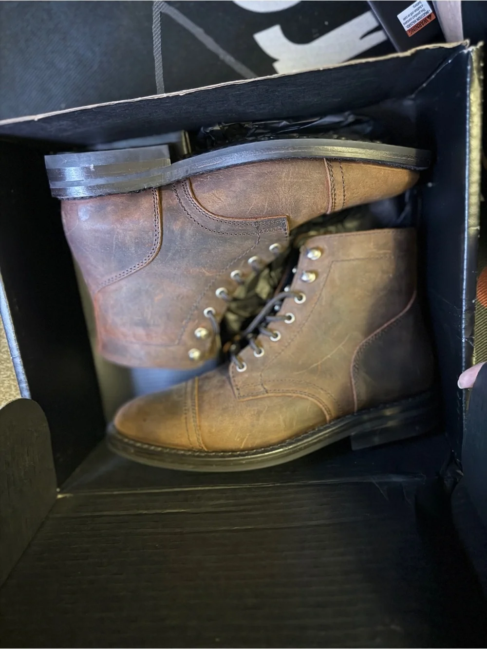 Thursday Boot Company Brown Leather Cap-Toe Lace-Up Boots worn once